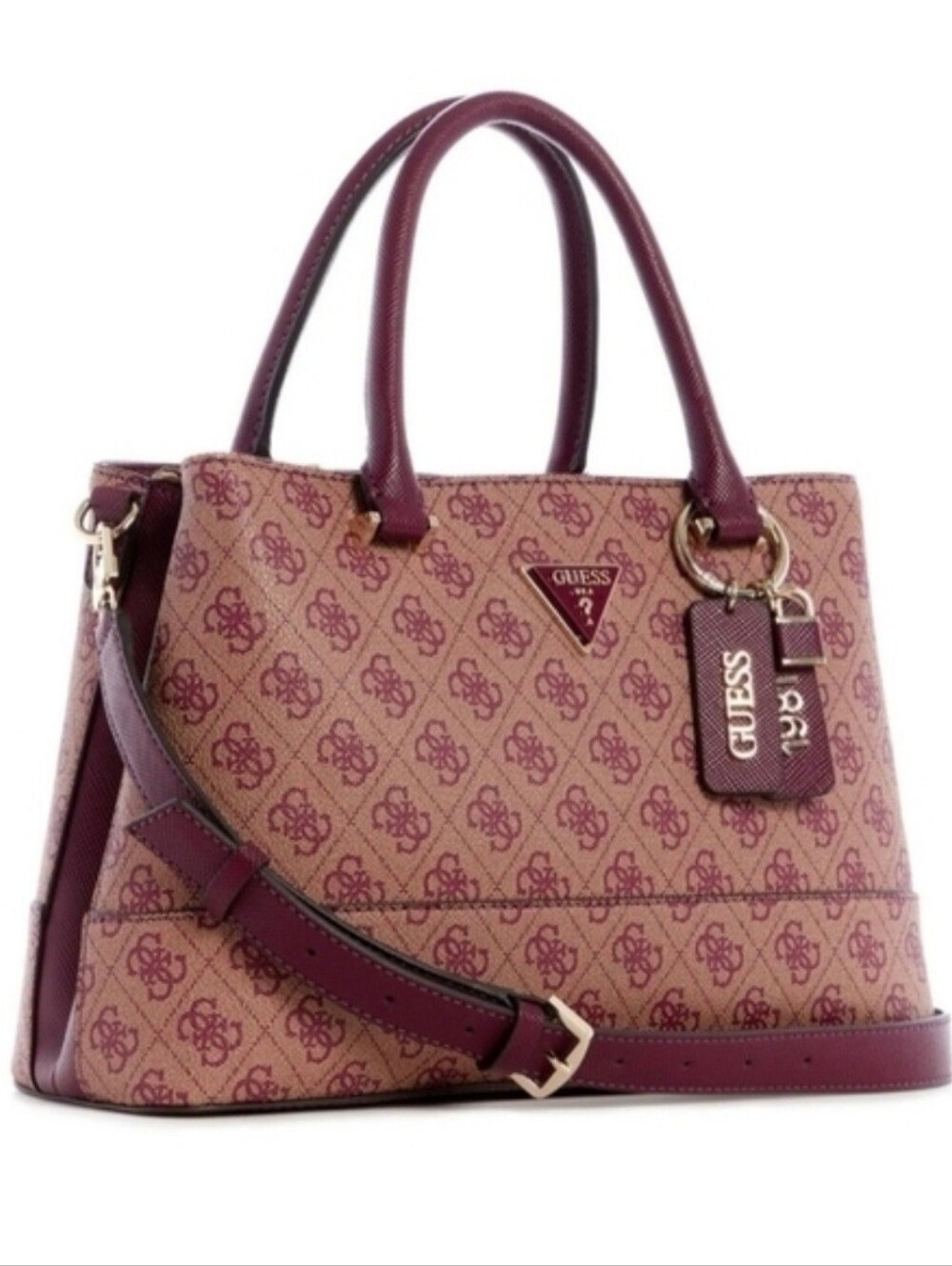 NWT Guess Cordelia Plum Logo Luxury Satchel